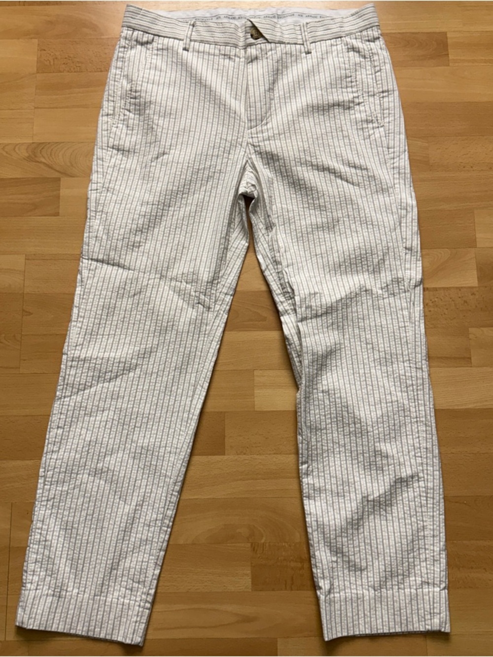 Armani Exchange White Pinstripe Chinos
